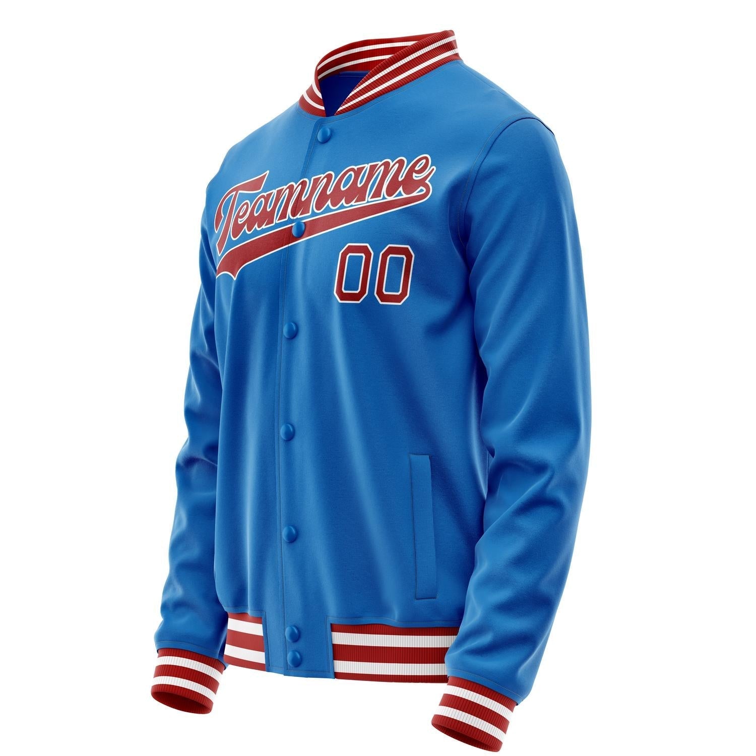Custom Electric-Blue Crimson Solid Color Varsity Letterman Jacket JA02240617YH123