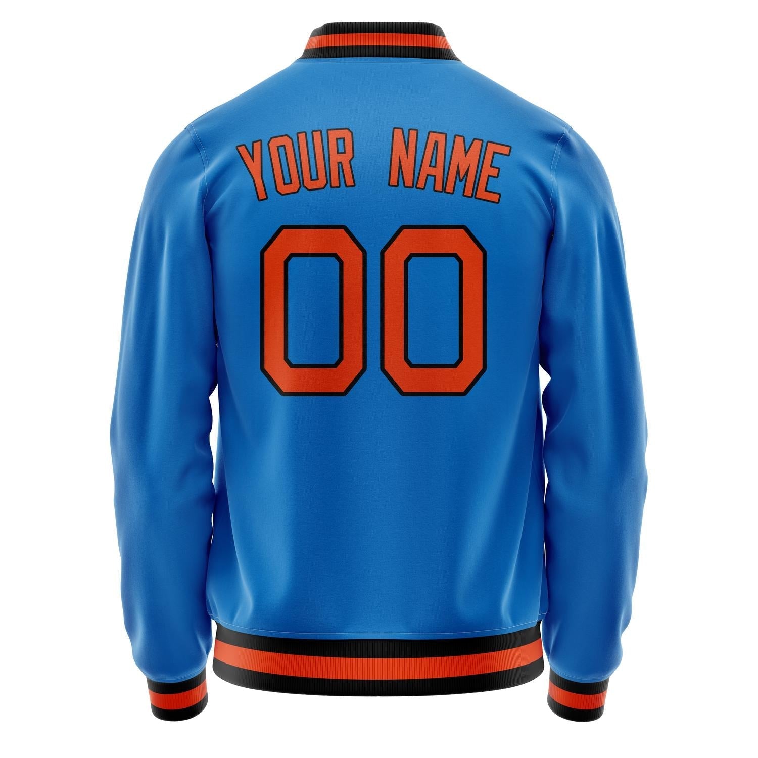 Custom Electric-Blue Orange Solid Color Varsity Letterman Jacket JA02240617YH125
