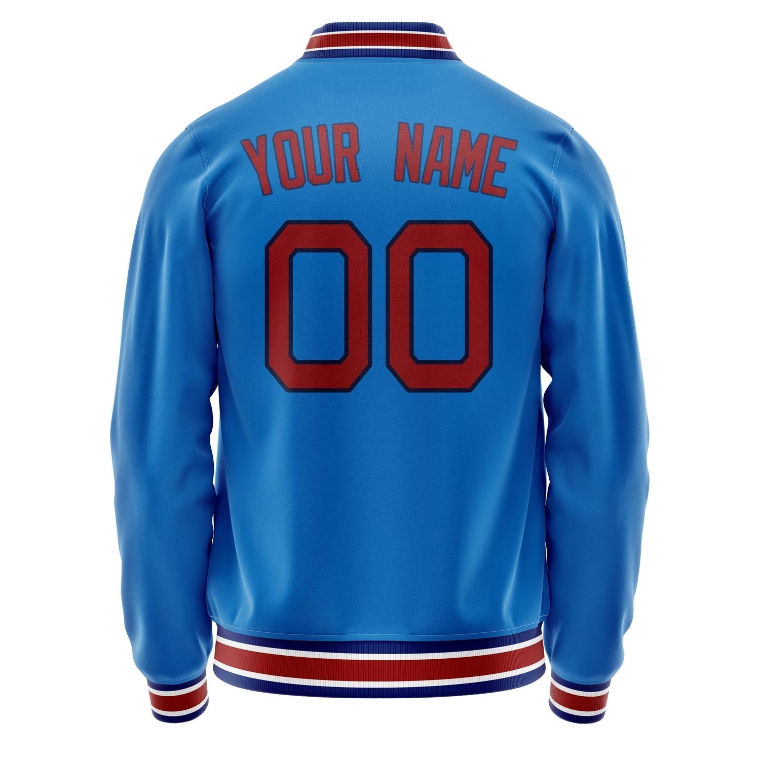 Custom Electric-Blue Crimson Solid Color Varsity Letterman Jacket JA02240617YH129