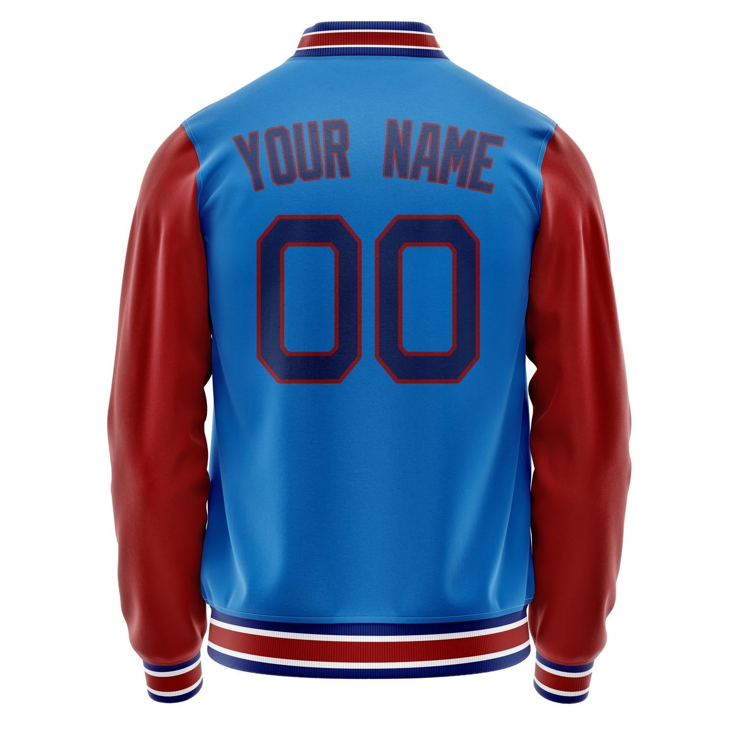Custom Electric-Blue Texas-Orange Solid Color Varsity Letterman Jacket JA02240617YH131
