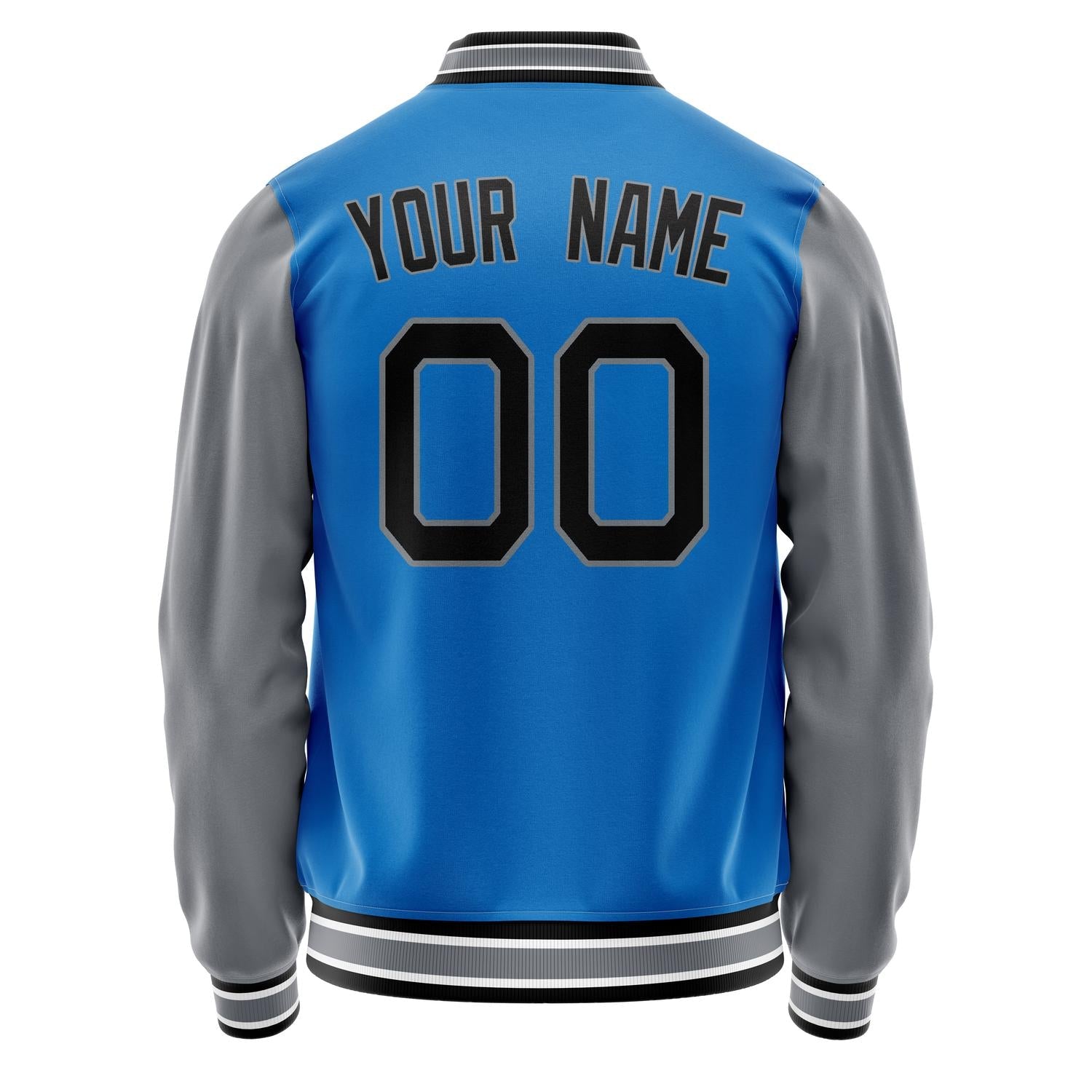 Custom Electric-Blue Gray Solid Color Varsity Letterman Jacket JA02240617YH133