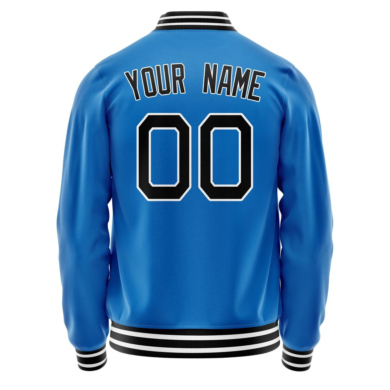 Custom Electric-Blue Black Solid Color Varsity Letterman Jacket JA02240617YH140