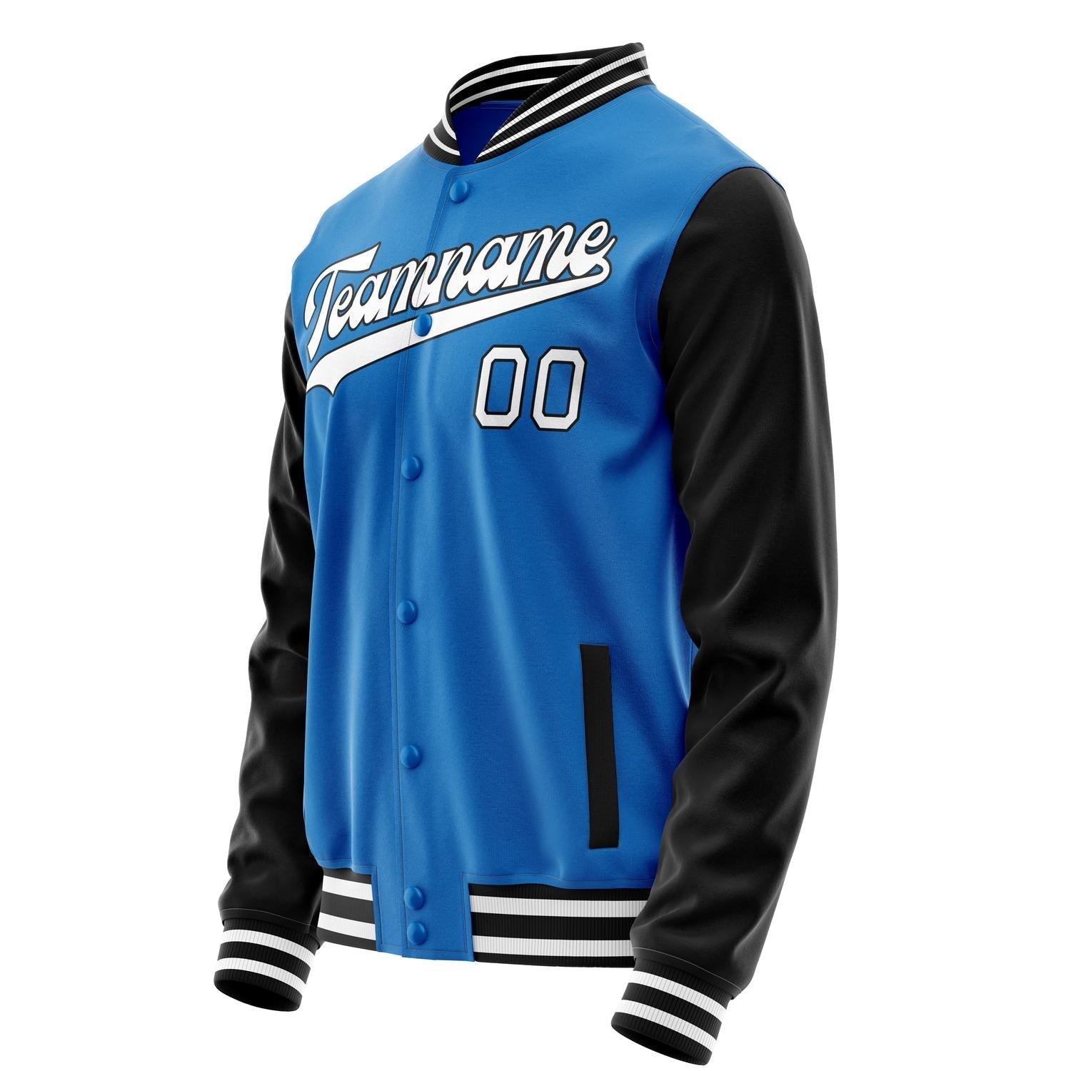 Custom Electric-Blue White Solid Color Varsity Letterman Jacket JA02240617YH144