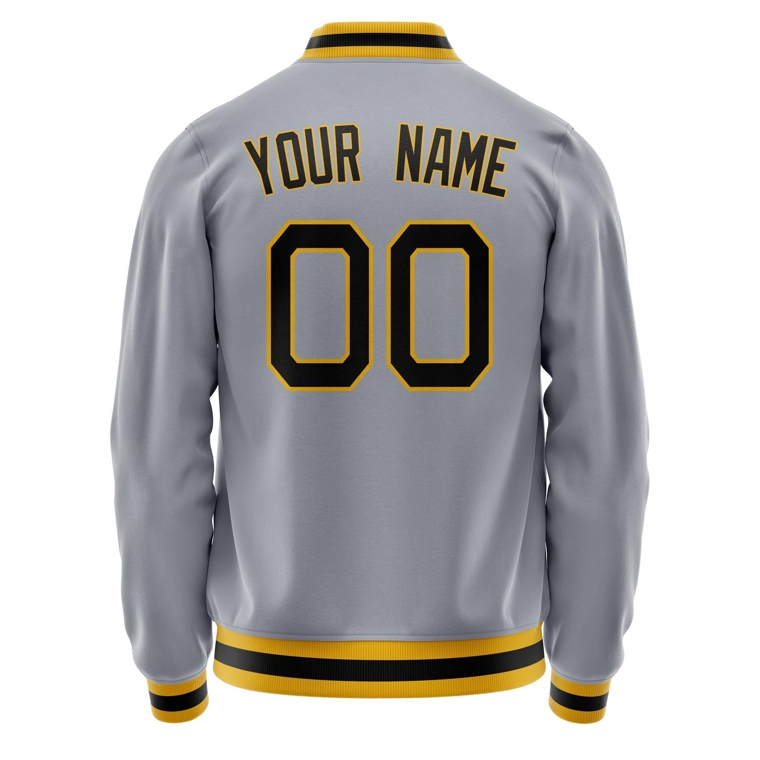 Custom Gray Black Solid Color Varsity Letterman Jacket JA02240617YH151