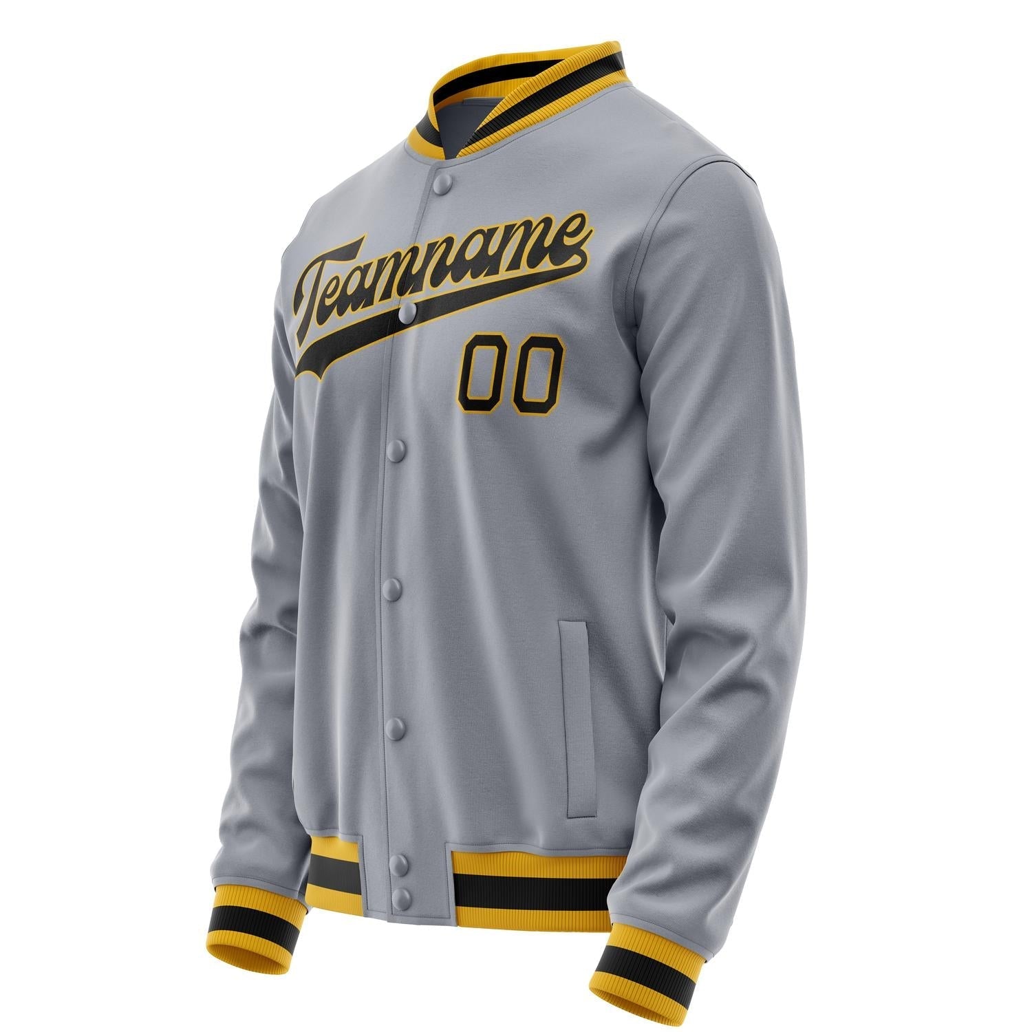 Custom Gray Black Solid Color Varsity Letterman Jacket JA02240617YH151