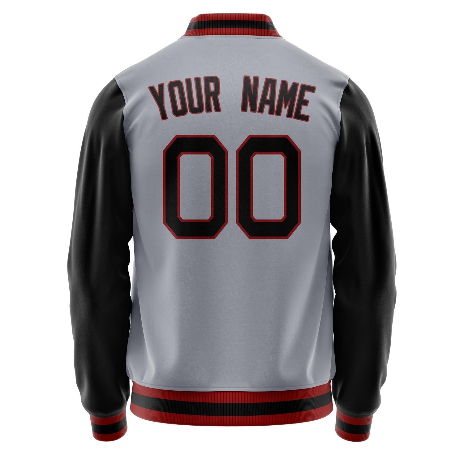 Custom Gray Black Solid Color Varsity Letterman Jacket JA02240617YH157