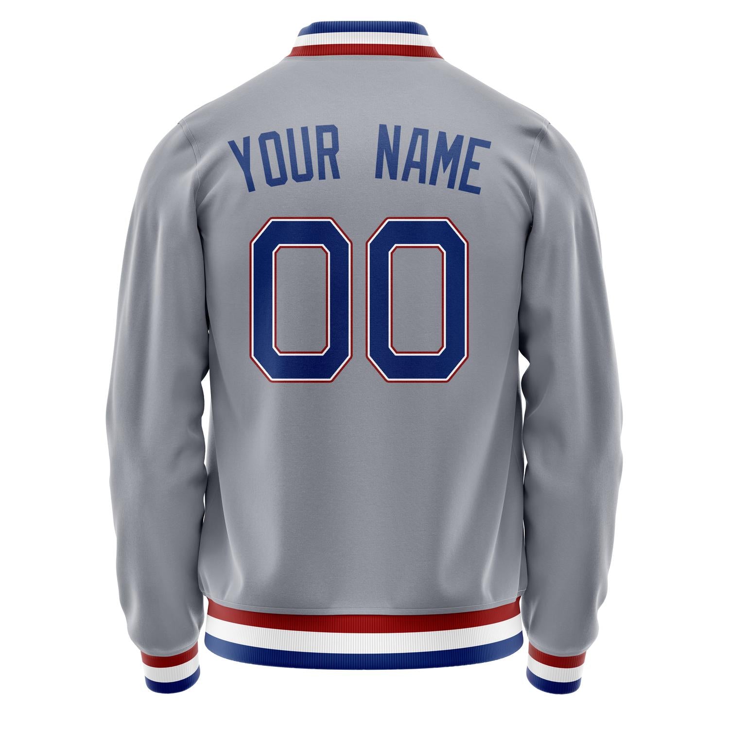 Custom Gray Royal Solid Color Varsity Letterman Jacket JA02240617YH161