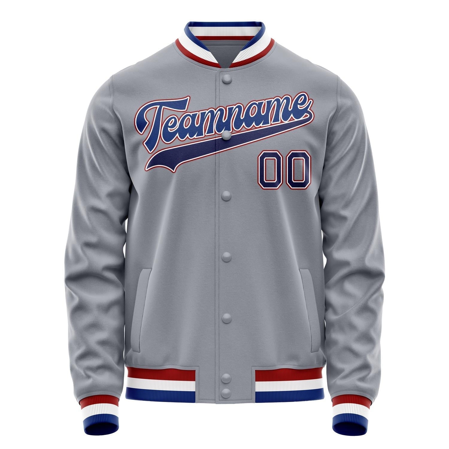 Custom Gray Royal Solid Color Varsity Letterman Jacket JA02240617YH161