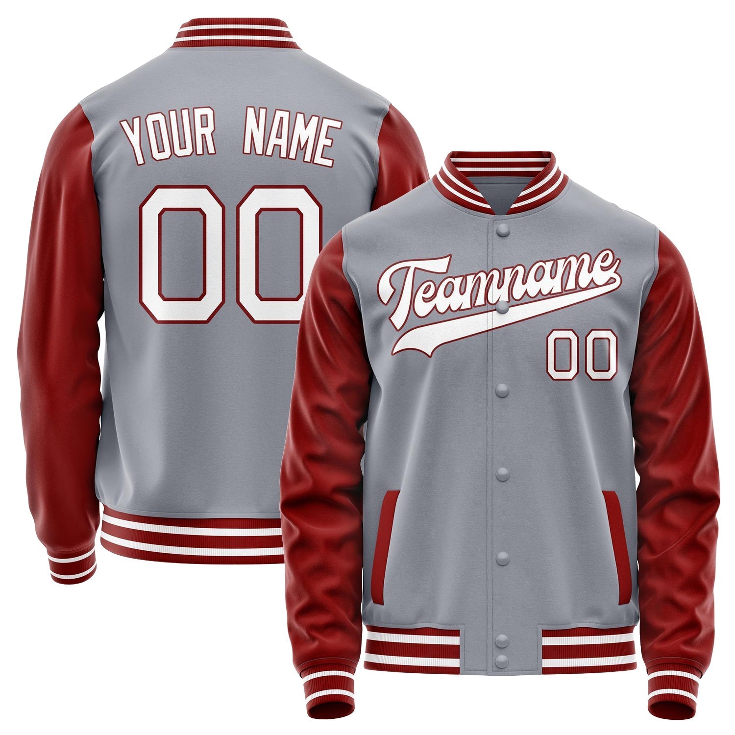 Custom Gray Texas-Orange Solid Color Varsity Letterman Jacket JA02240617YH167