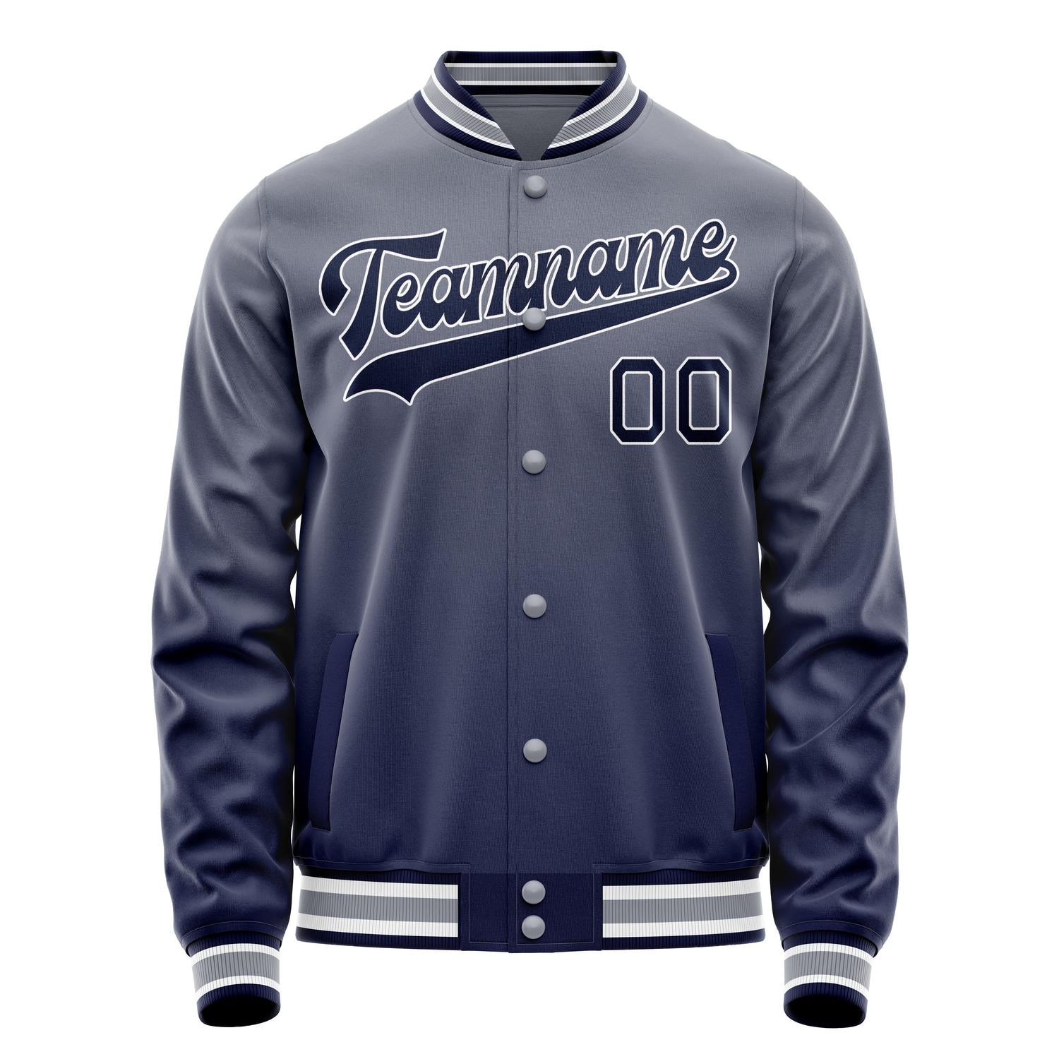 Custom Gray Navy Gradient Varsity Letterman Jacket JA02240617YH169