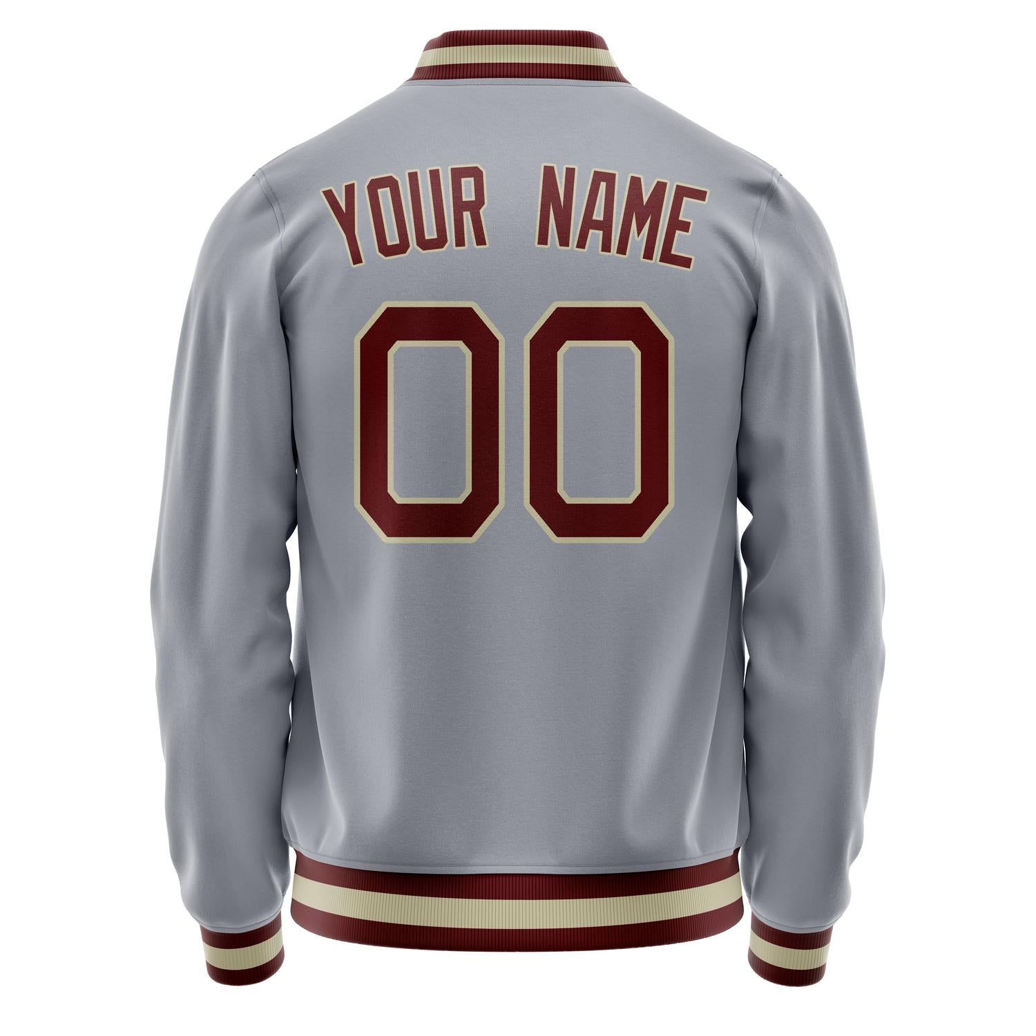 Custom Gray Texas-Orange Solid Color Varsity Letterman Jacket JA02240617YH170