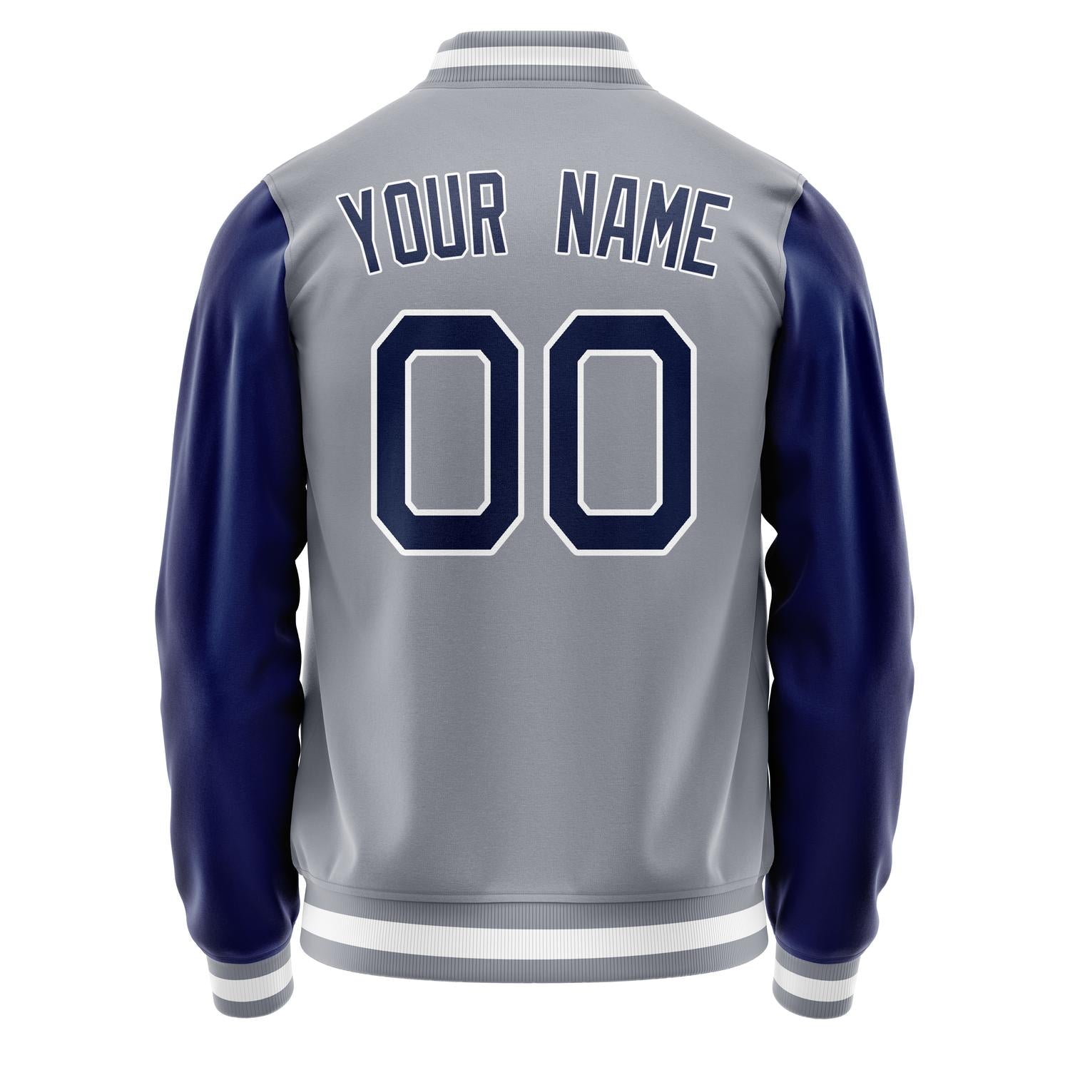 Custom Gray Royal Solid Color Varsity Letterman Jacket JA02240617YH173