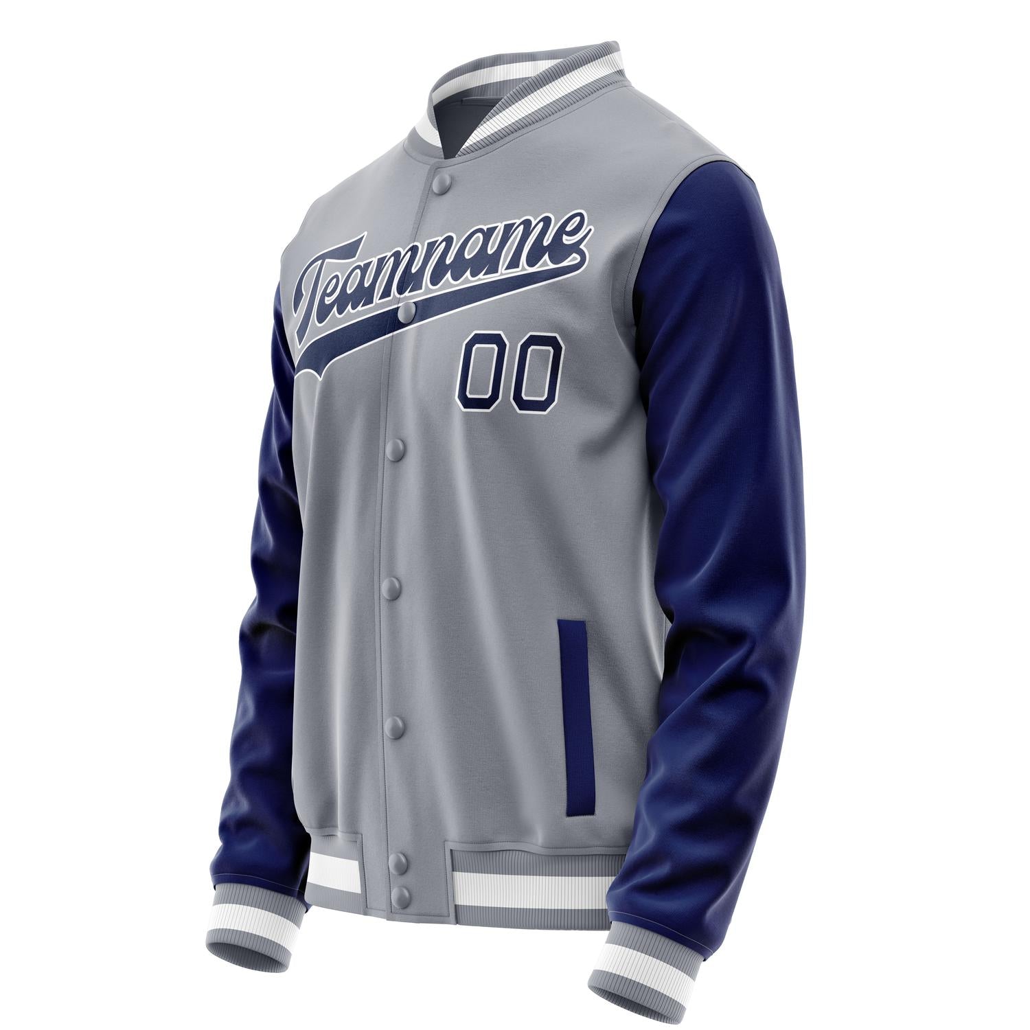 Custom Gray Royal Solid Color Varsity Letterman Jacket JA02240617YH173