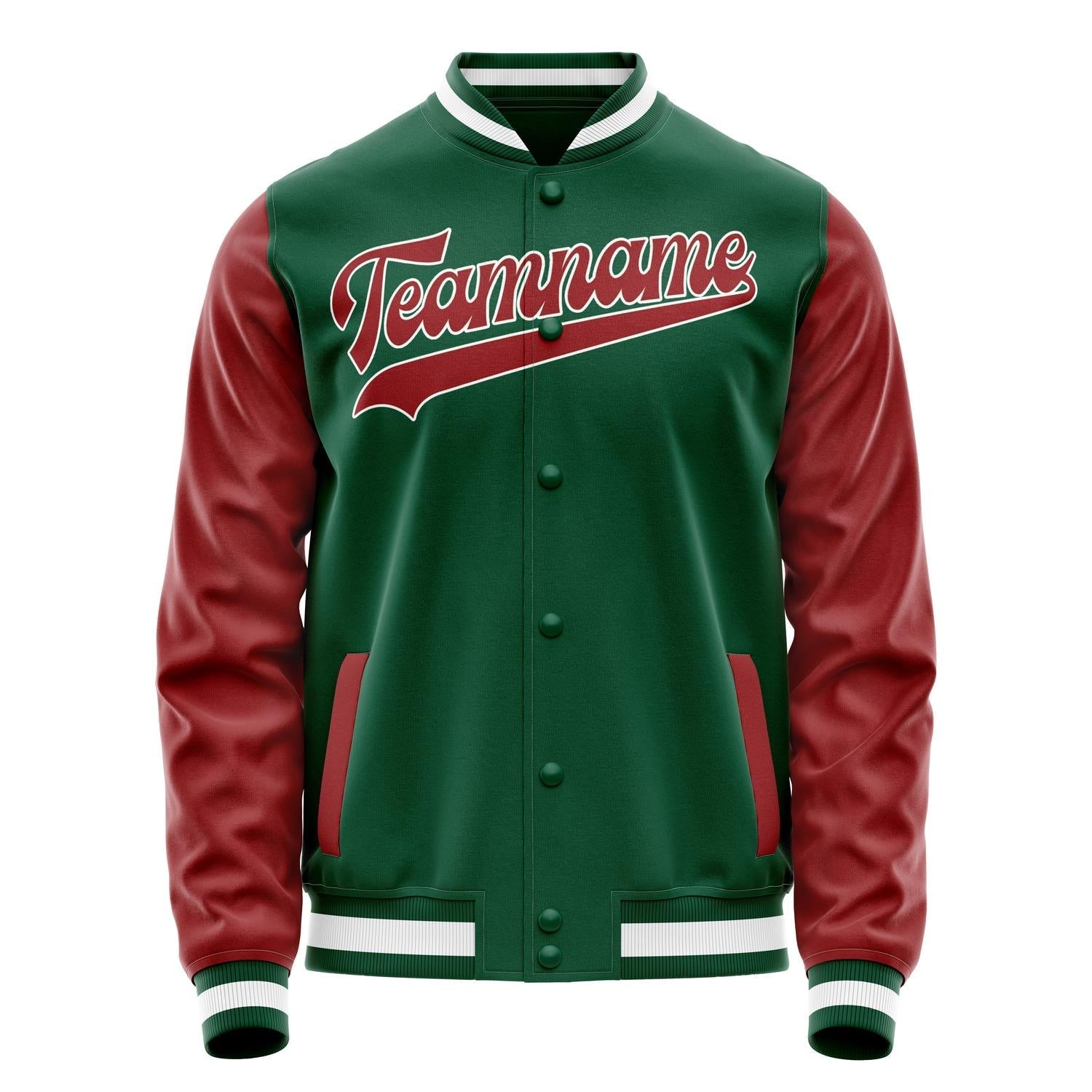 Custom Kelly-Green Texas-Orange Solid Color Varsity Letterman Jacket JA02240617ZF209