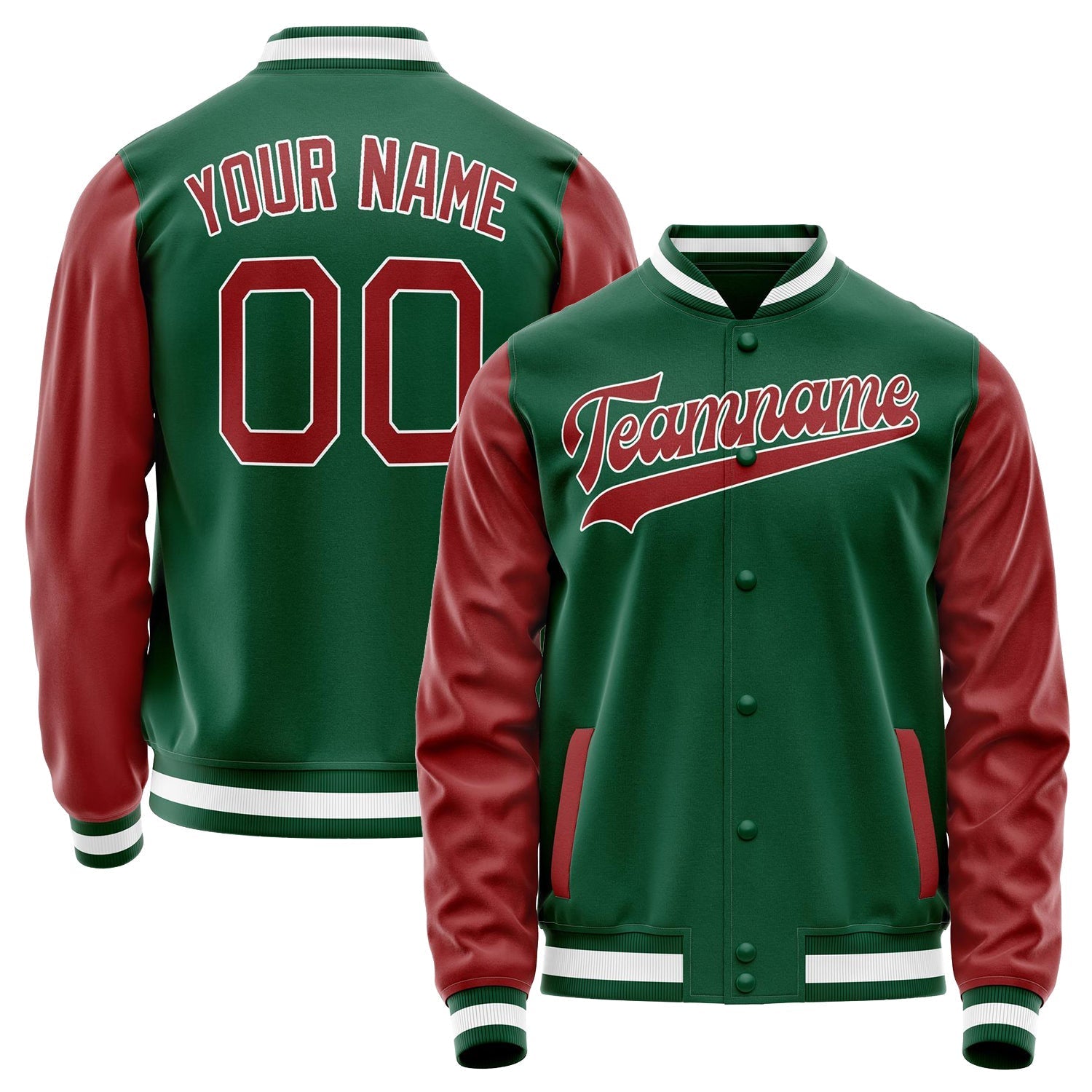 Custom Kelly-Green Texas-Orange Solid Color Varsity Letterman Jacket JA02240617ZF209