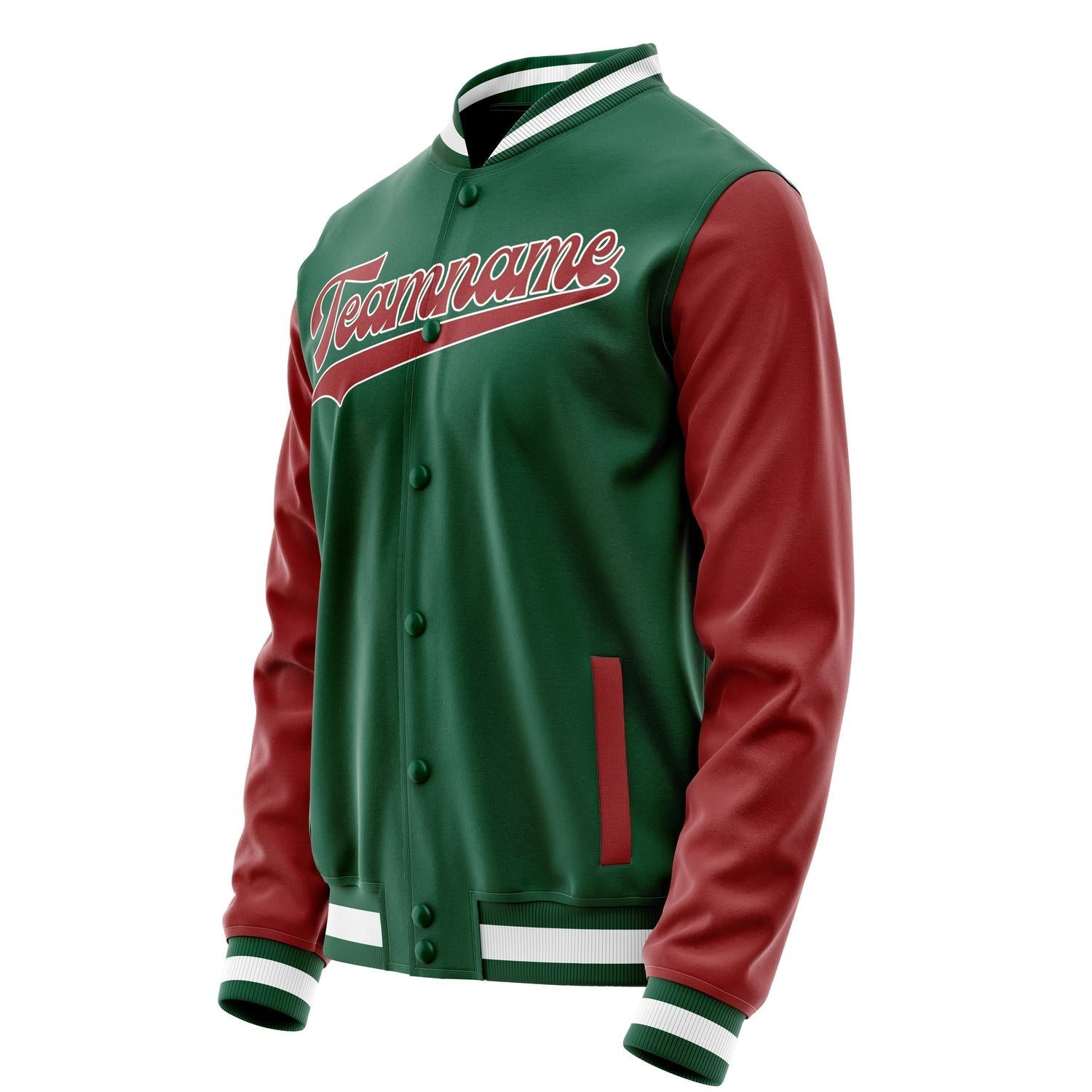 Custom Kelly-Green Texas-Orange Solid Color Varsity Letterman Jacket JA02240617ZF209