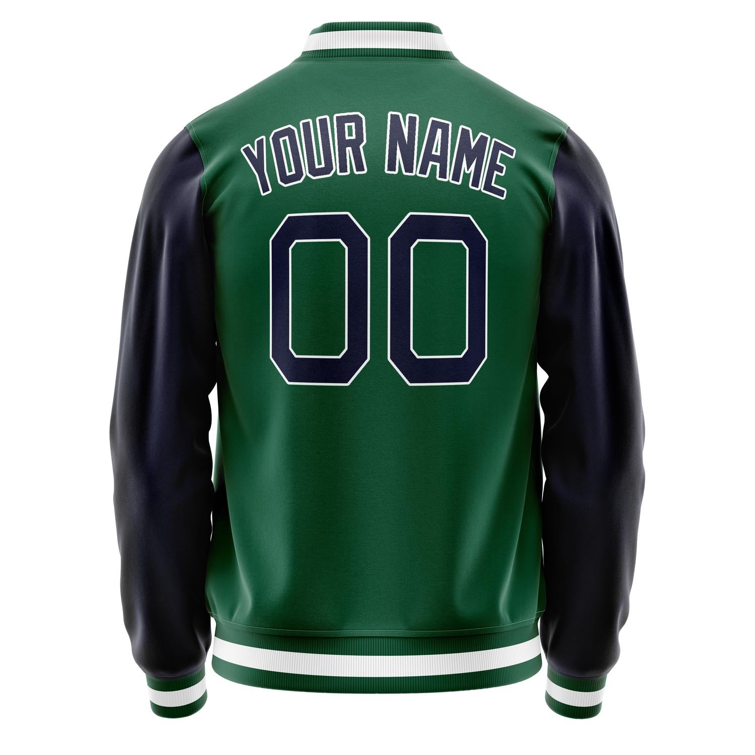 Custom Kelly-Green Navy Solid Color Varsity Letterman Jacket JA02240617ZF212