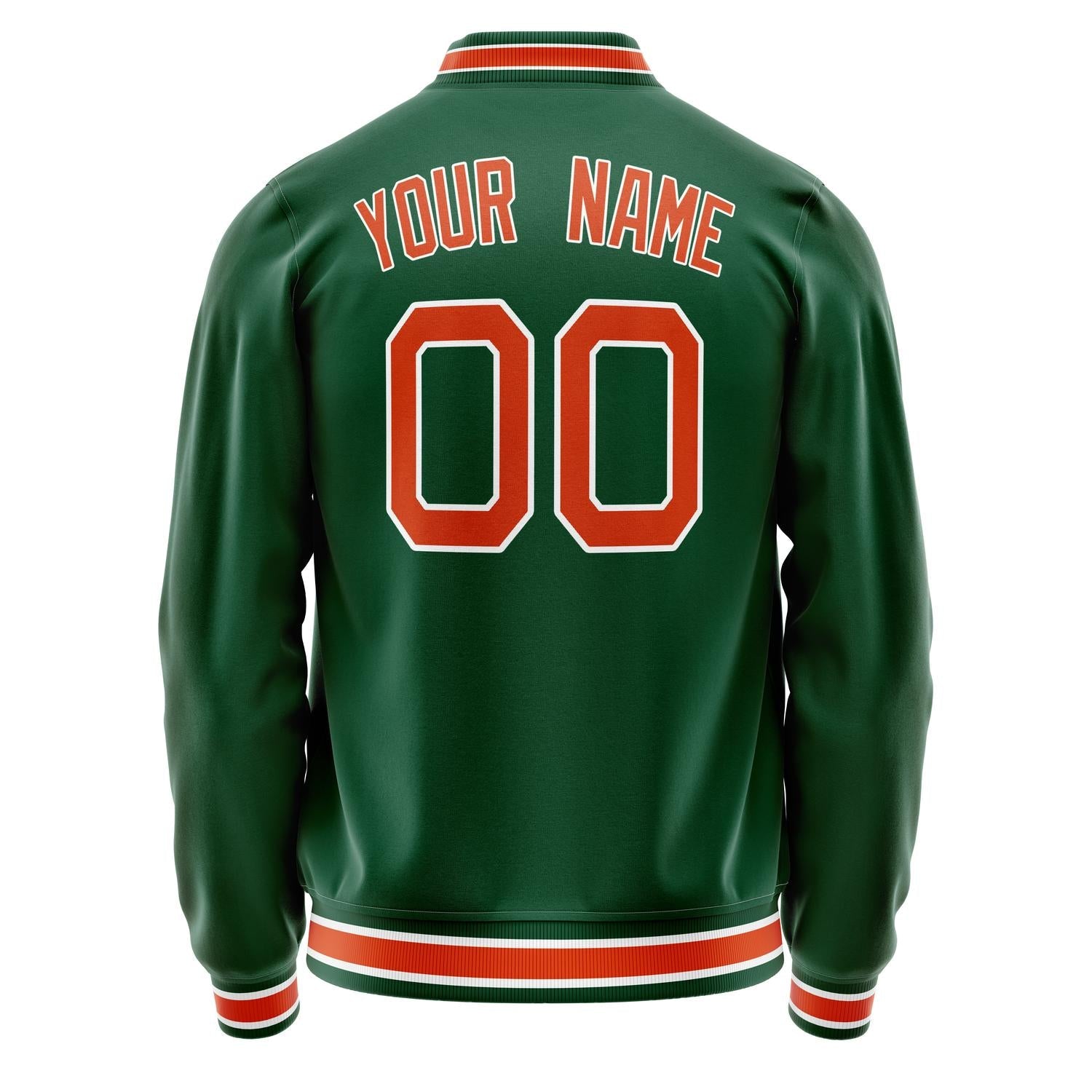 Custom Kelly-Green Orange Solid Color Varsity Letterman Jacket JA02240617ZF215