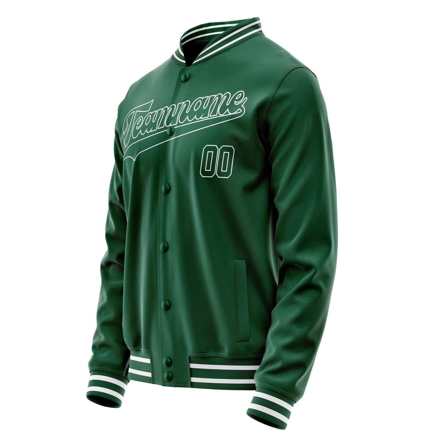 Custom Kelly-Green White Solid Color Varsity Letterman Jacket JA02240617ZF218