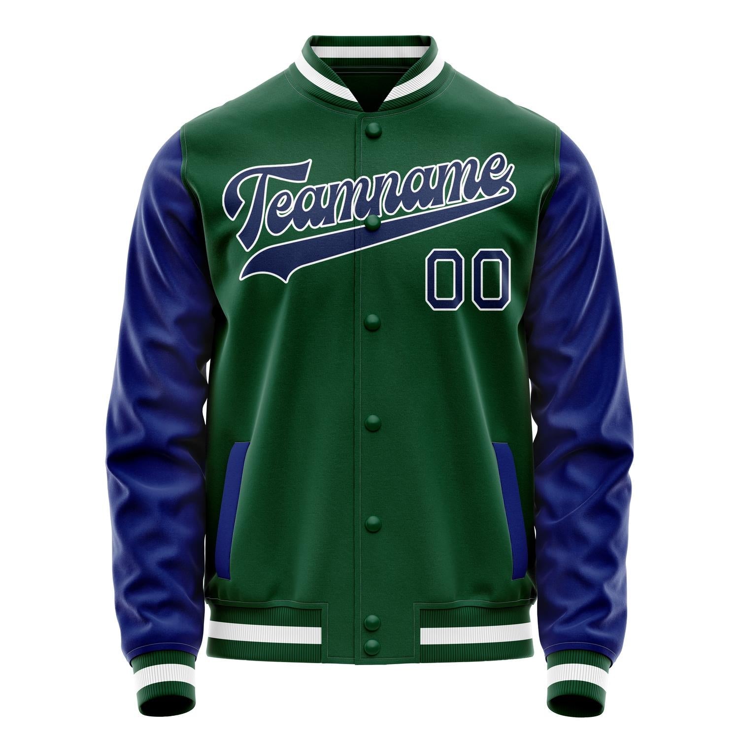 Custom Kelly-Green Royal Solid Color Varsity Letterman Jacket JA02240617ZF222