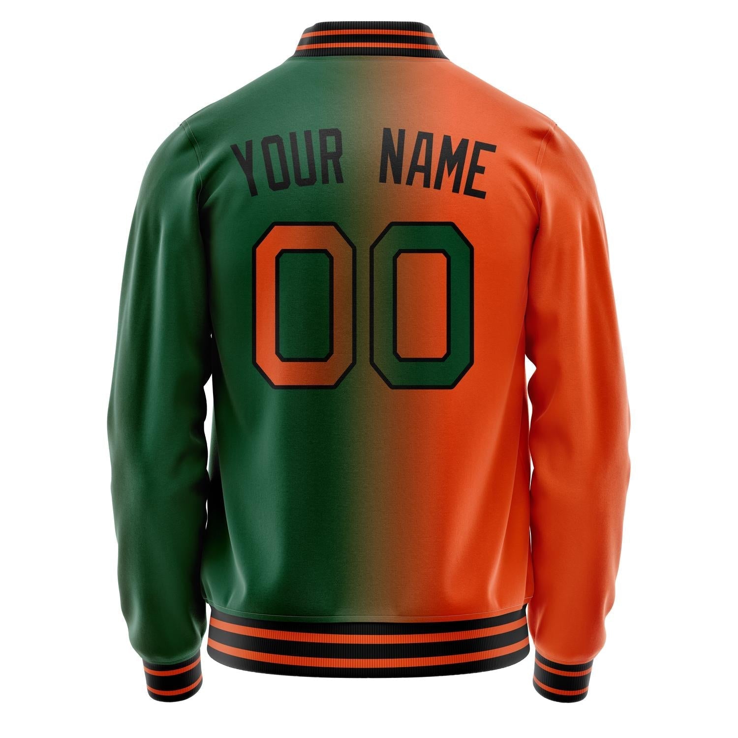 Custom Kelly-Green Orange Gradient Varsity Letterman Jacket JA02240617ZF223