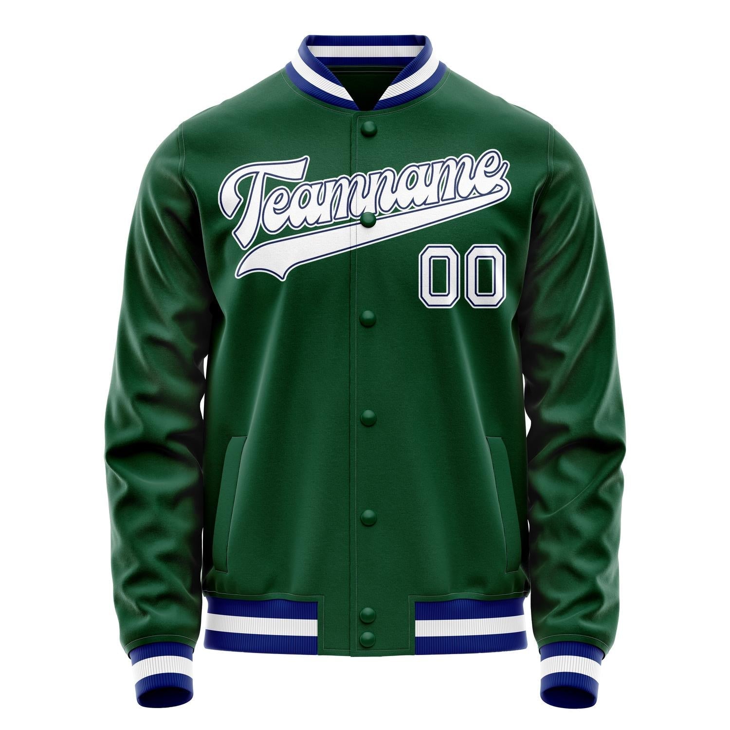 Custom Kelly-Green White Solid Color Varsity Letterman Jacket JA02240617ZF224