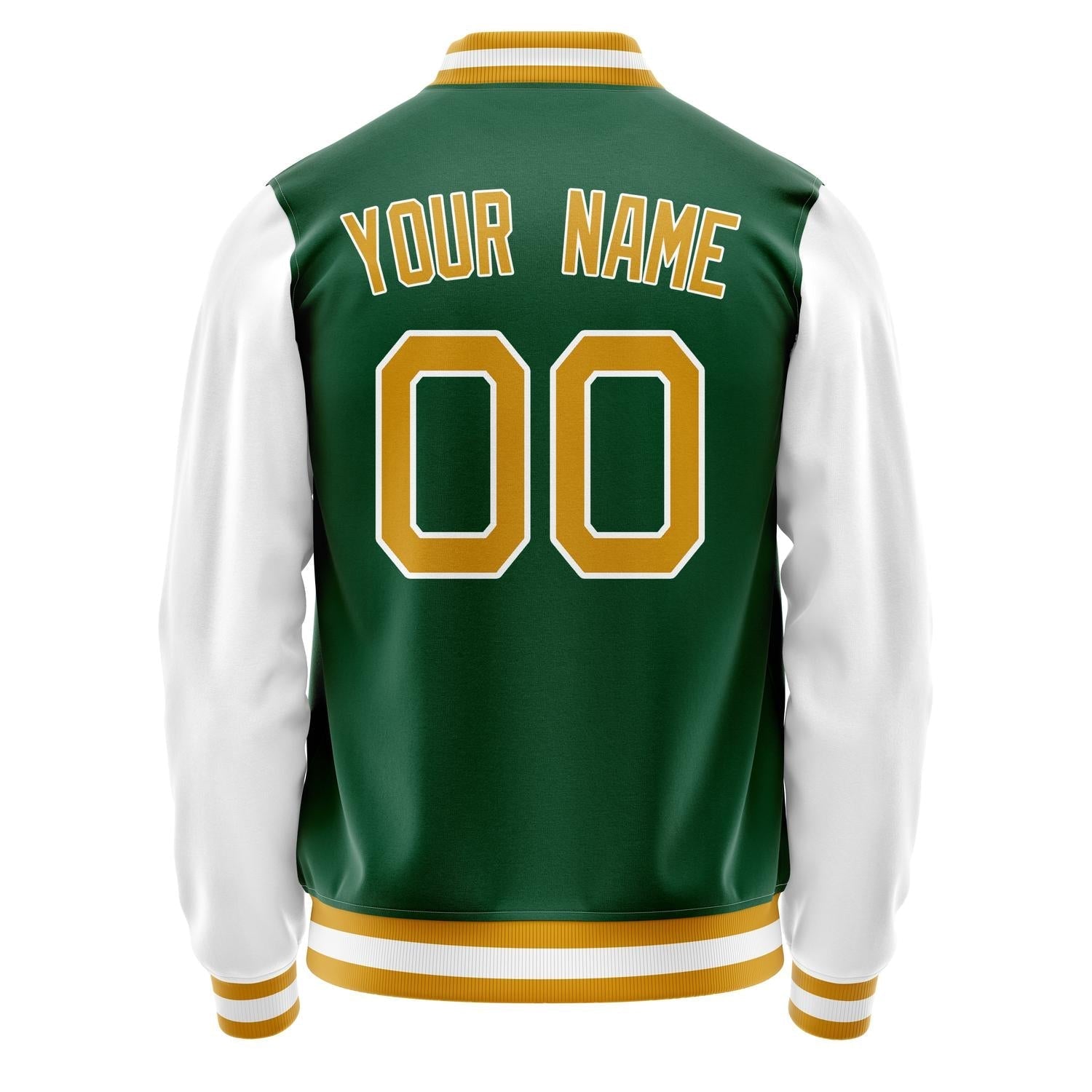 Custom Kelly-Green White Solid Color Varsity Letterman Jacket JA02240617ZF225