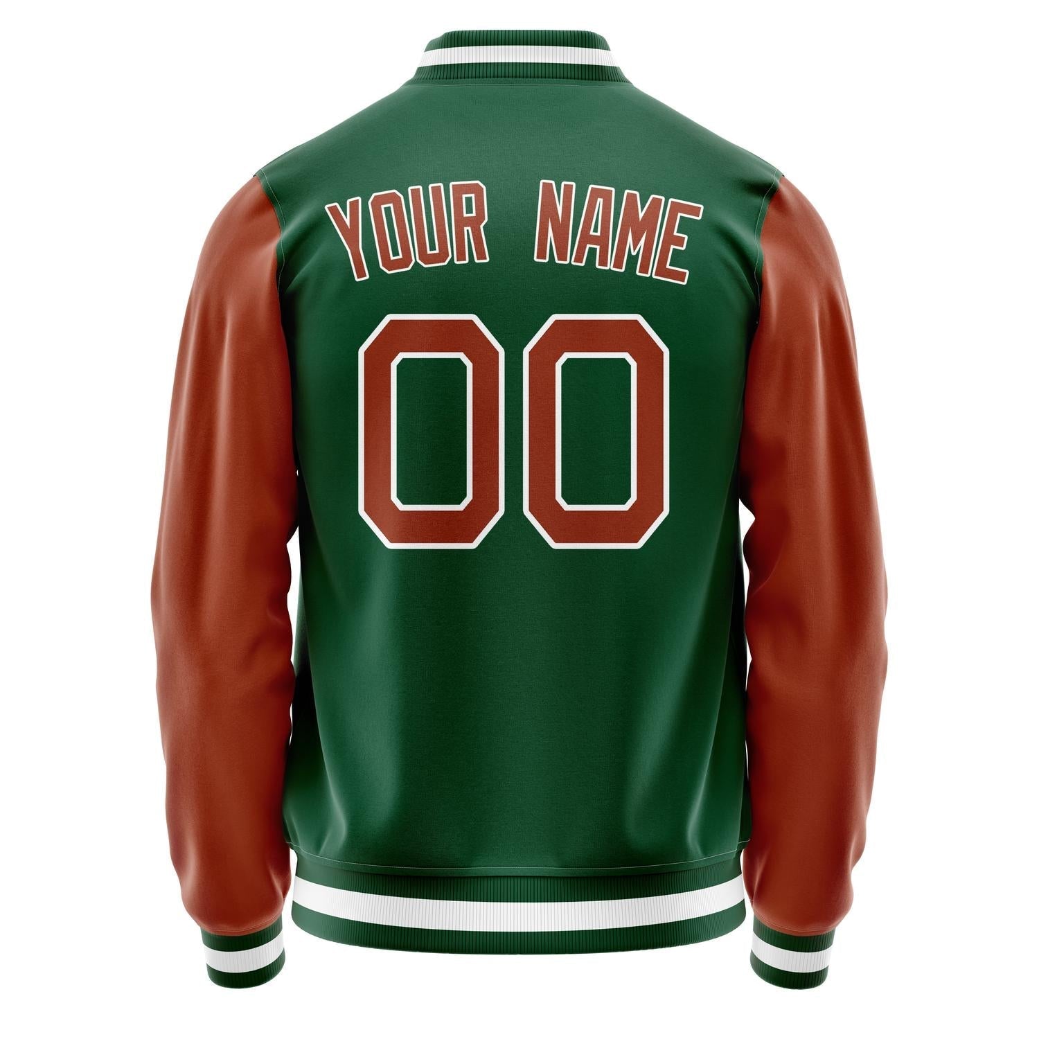 Custom Kelly-Green Texas-Orange Solid Color Varsity Letterman Jacket JA02240617ZF227