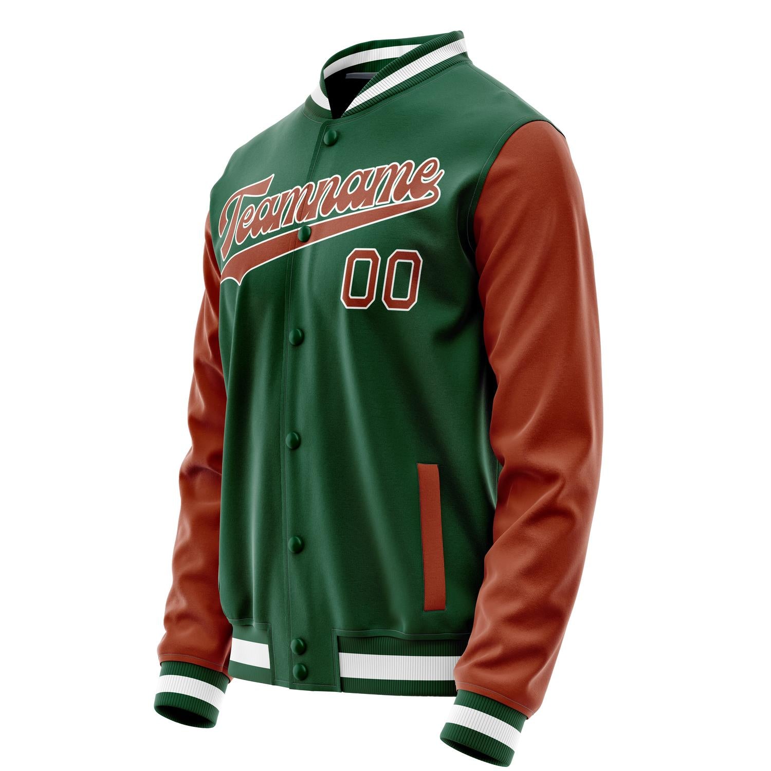 Custom Kelly-Green Texas-Orange Solid Color Varsity Letterman Jacket JA02240617ZF227