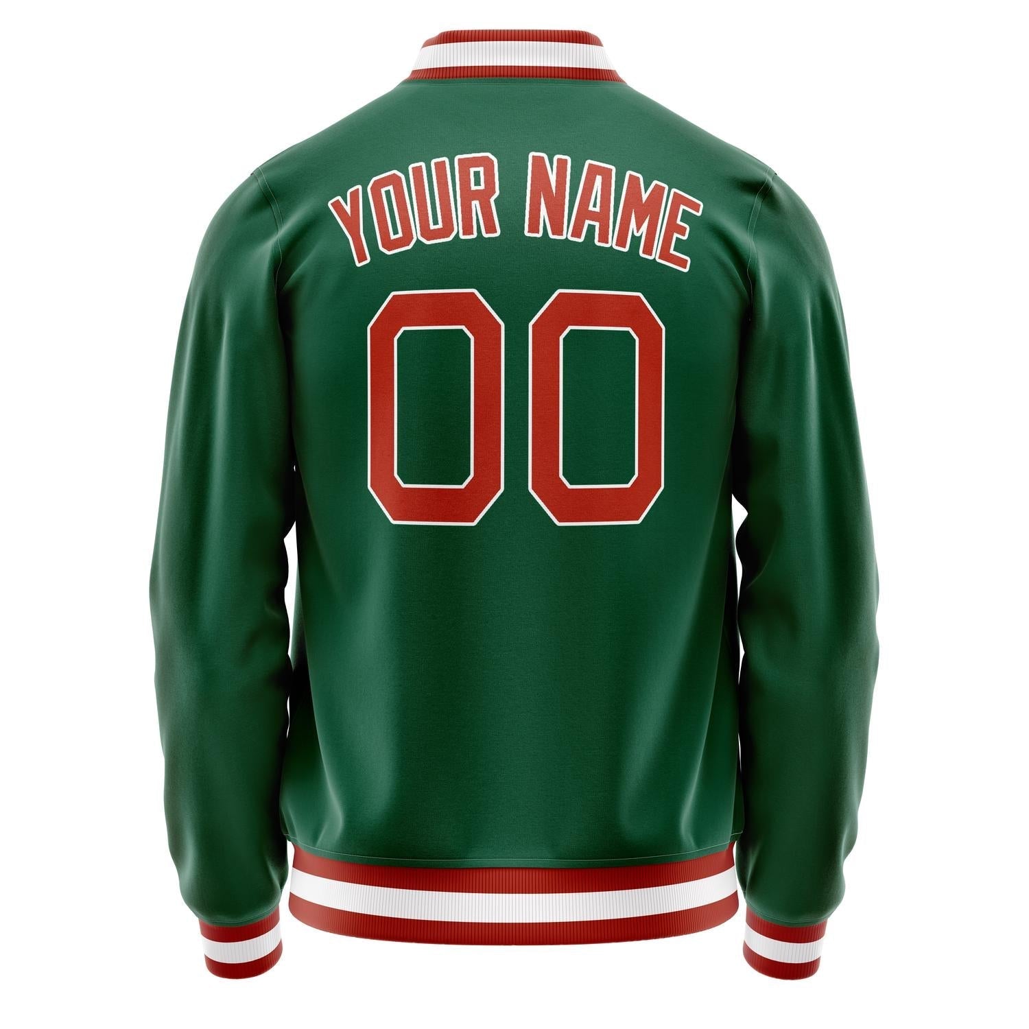 Custom Kelly-Green Red Solid Color Varsity Letterman Jacket JA02240617ZF228