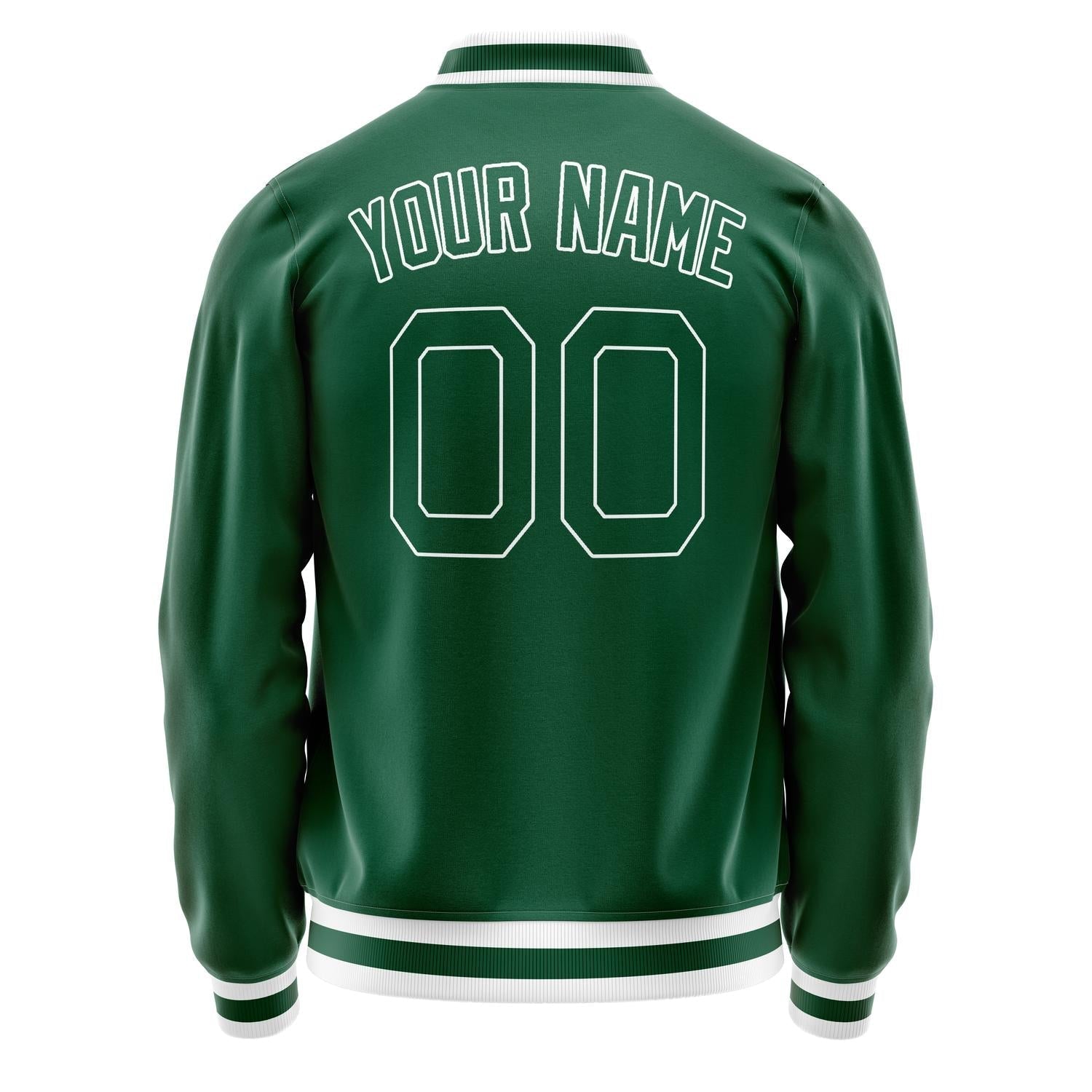 Custom Kelly-Green White Solid Color Varsity Letterman Jacket JA02240617ZF231