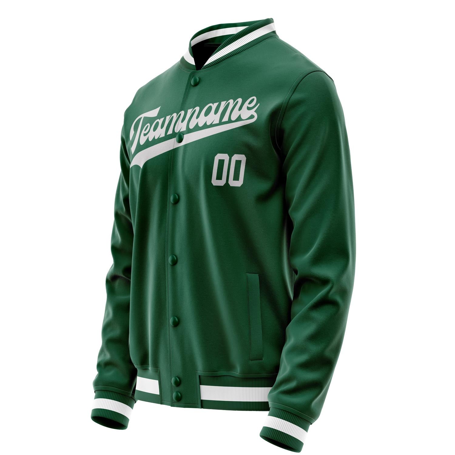 Custom Kelly-Green Gray Solid Color Varsity Letterman Jacket JA02240617ZF235